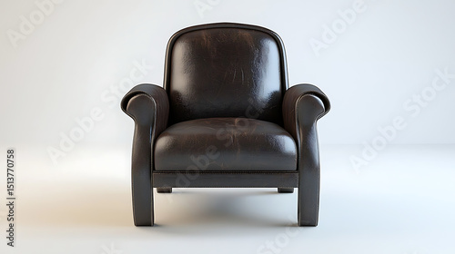 A leather chair is sitting on a white background