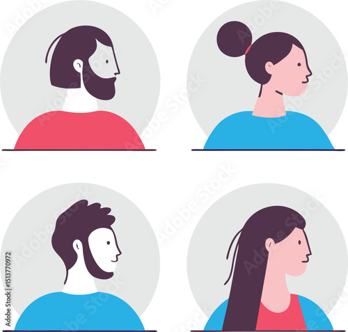 Diverse profile icons set men women avatar characters