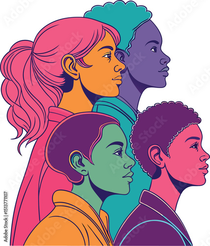 Diverse women standing together in unity and strength
