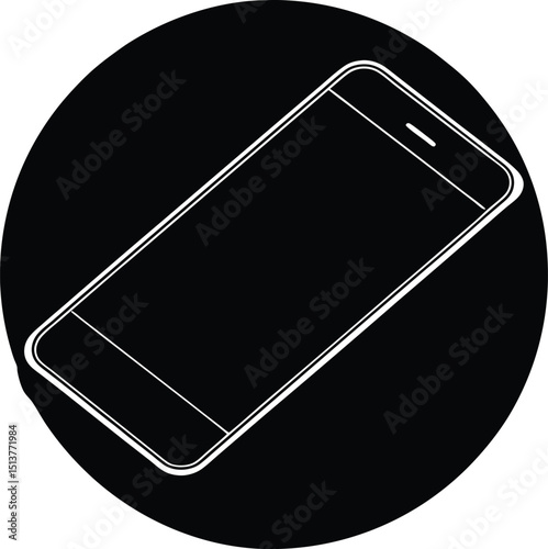 Modern smartphone icon black and white minimalist design