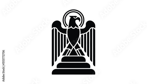 Eagle Emblem Vector. Heraldic Bird on Pedestal with Wings Spread, Symbol of Power, Authority, and Nobility.