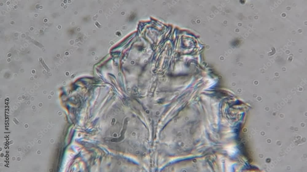 time laps of demodex head moving as seen under the microscope