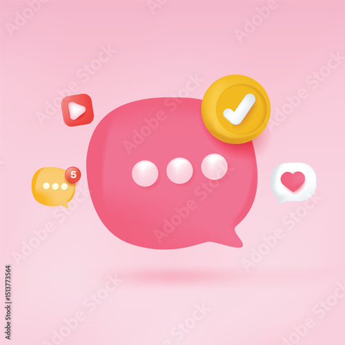Bubbles message with correct mark discount on sale, holiday sale, poster discount banner offer. 3d mesh and gradient vector illustration background