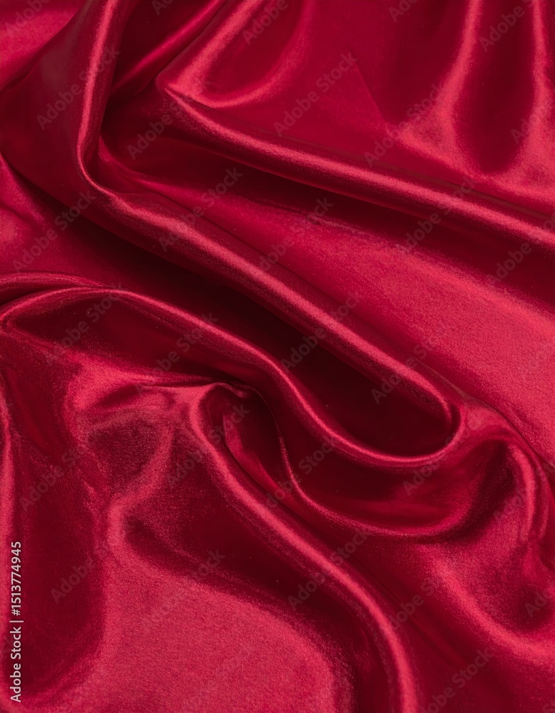 Fototapeta premium Dark red glossy silk cloth texture close view background