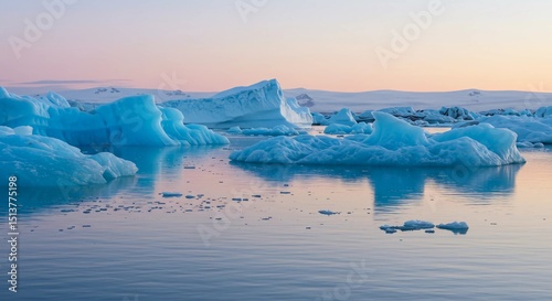 Ice glaciers melting and floating