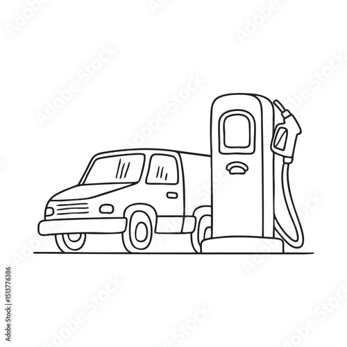 A truck parked next to a gas pump