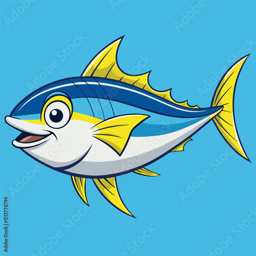 Cheerful Tuna Fish Illustration Vibrant Ocean Life Concept