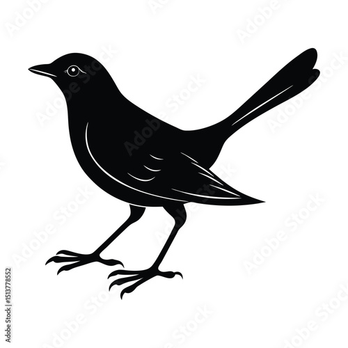 57 vector nightingale illustration of a crow chickadee silhouette line Nightingale line art drawing ink sketch