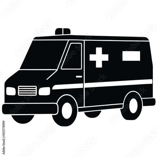 Emergency Response Black Ambulance Icon for Healthcare & Medical Services
