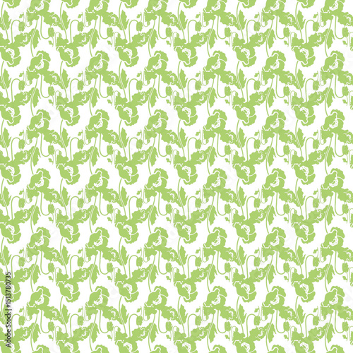 Green Floral Pattern Seamlessly Repeating with Botanical Design Elements