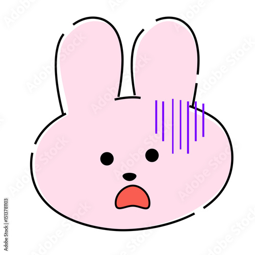 ガーンとショックをうけるピンクのうさぎイラスト27
