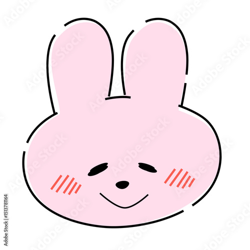照れているピンクのうさぎイラスト29