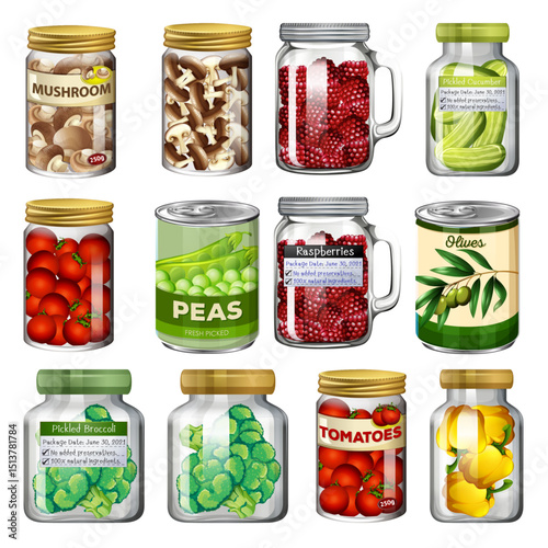 vector illustration of jars with jam
