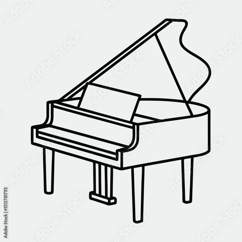 line art of a musical instrument on the white background