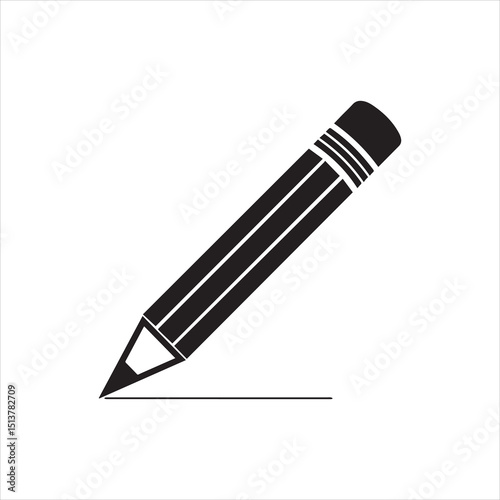 Happy Pencil Day Illustration Black Line Art of Drawing Tools and Lettering