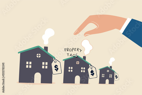 House or mortgage affordability calculation, picking new home base on budget, income or lifestyle concept, businessman hand wisely think to picking different variant houses with price tag.