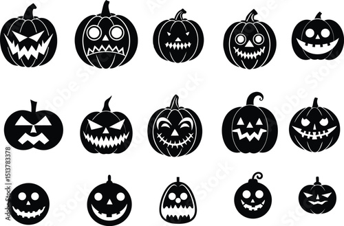 Halloween jack o lantern pumpkin faces collection