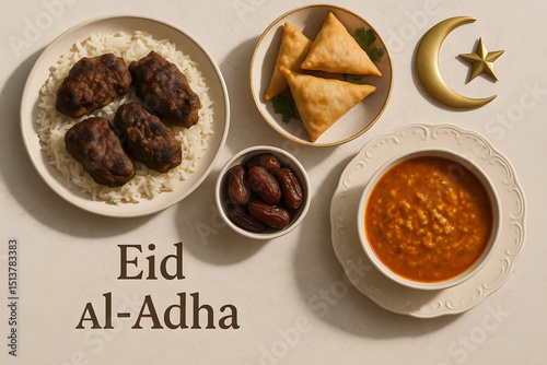Wallpaper Mural Eid al-Adha traditional festive meal with soup, samosas and dates Torontodigital.ca