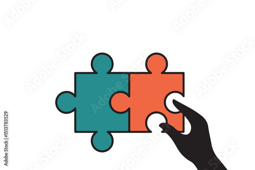Hand Placing a Puzzle Piece, Symbolizing Teamwork and Unity