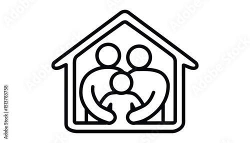 Family Protection Icon Inside House Symbol . Safe Home Vector Concept.