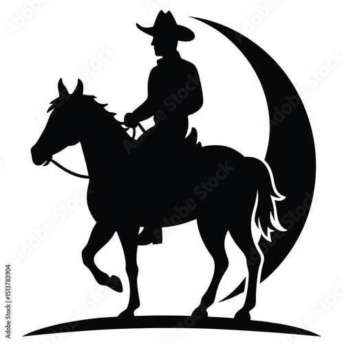 Horse Silhouette with Cowboy Rider – A western-style horse with a cowboy riding it, iconic scene.
