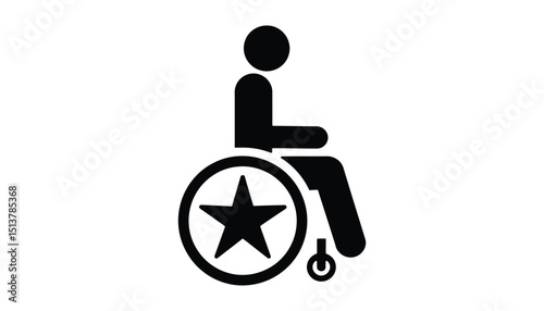 Wheelchair Icon with Star. Accessibility Symbol Vector for Disability and Inclusion Design.

