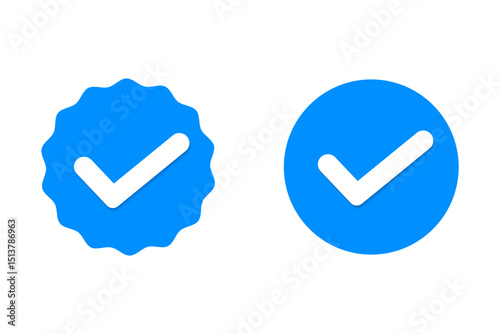 Verified account icon checkmark set vector design
