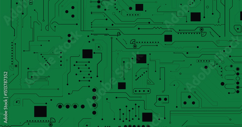 Technology circuit board on green background. design. Communication concept. 