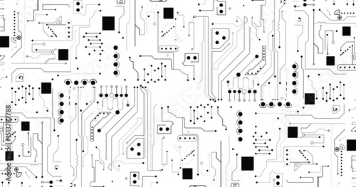 Electronic circuit board close up. Motherboard digital chip. High-tech technology background. 