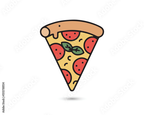 Delicious cartoon pizza slice with melted cheese