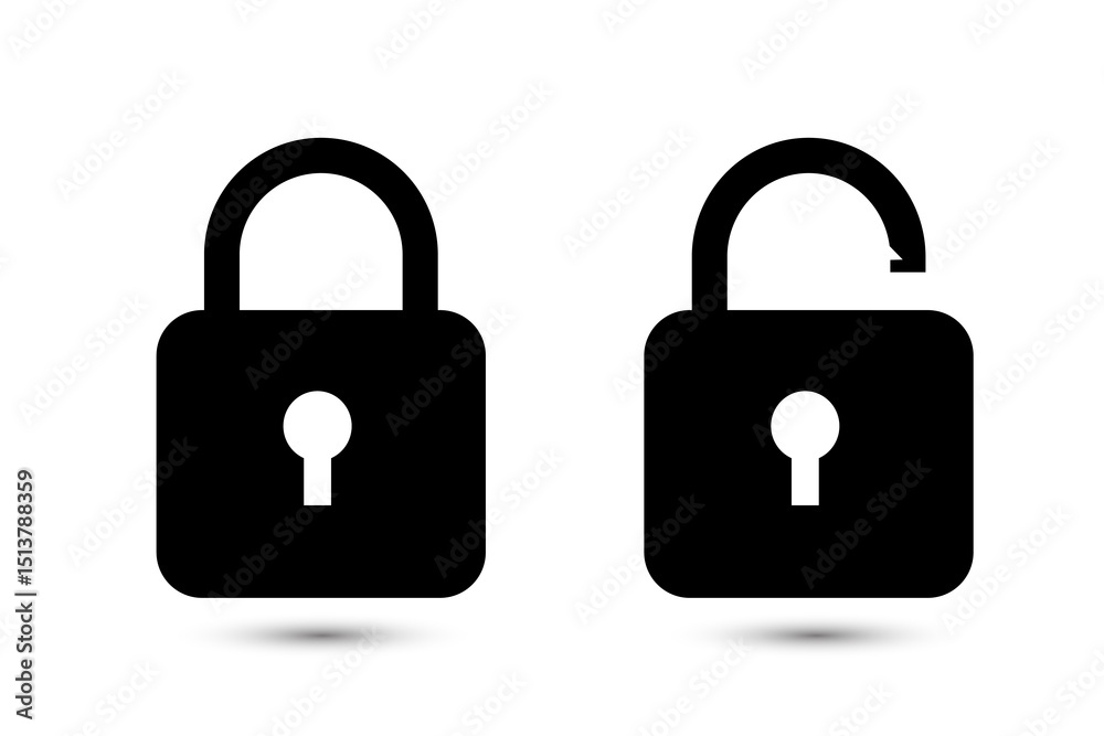 Locked and unlocked black line icon set.Lock icon collection. Flat security symbol. Vector illustration
Locked and unlocked black line icon set.Lock icon collection. Flat security symbol. Vector illustration