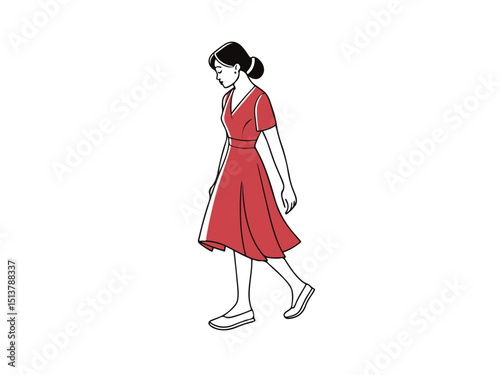 Simple illustration of girl vector design line art