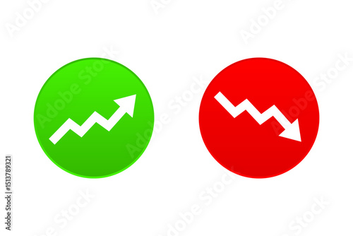 Arrow up and down Green and red colours Vector illustration