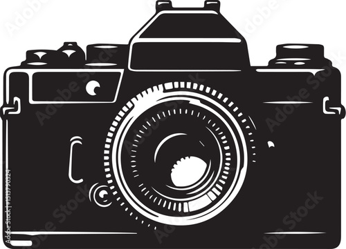 Vintage Camera Silhouette: A bold, high-contrast silhouette of a classic camera, perfect for capturing a sense of nostalgia and the timeless appeal of photography.