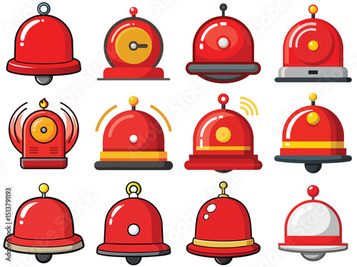 Fire alarm alarm bell vector illustration isolated on white background.