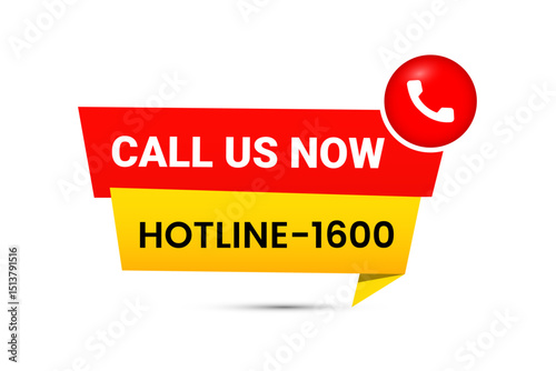 call us now sign template red and yellow color vector illustration