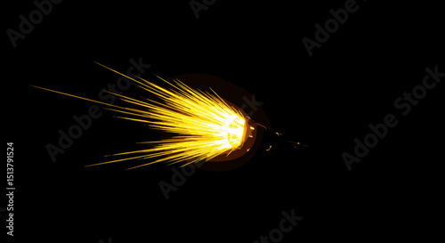 Bright yellow sparks flying in dark background during metalwork events  