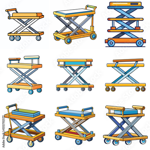 Hydraulic scissor trolley vector illustration isolated on white background.