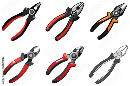 Hand Pliers vector illustration isolated on white background.