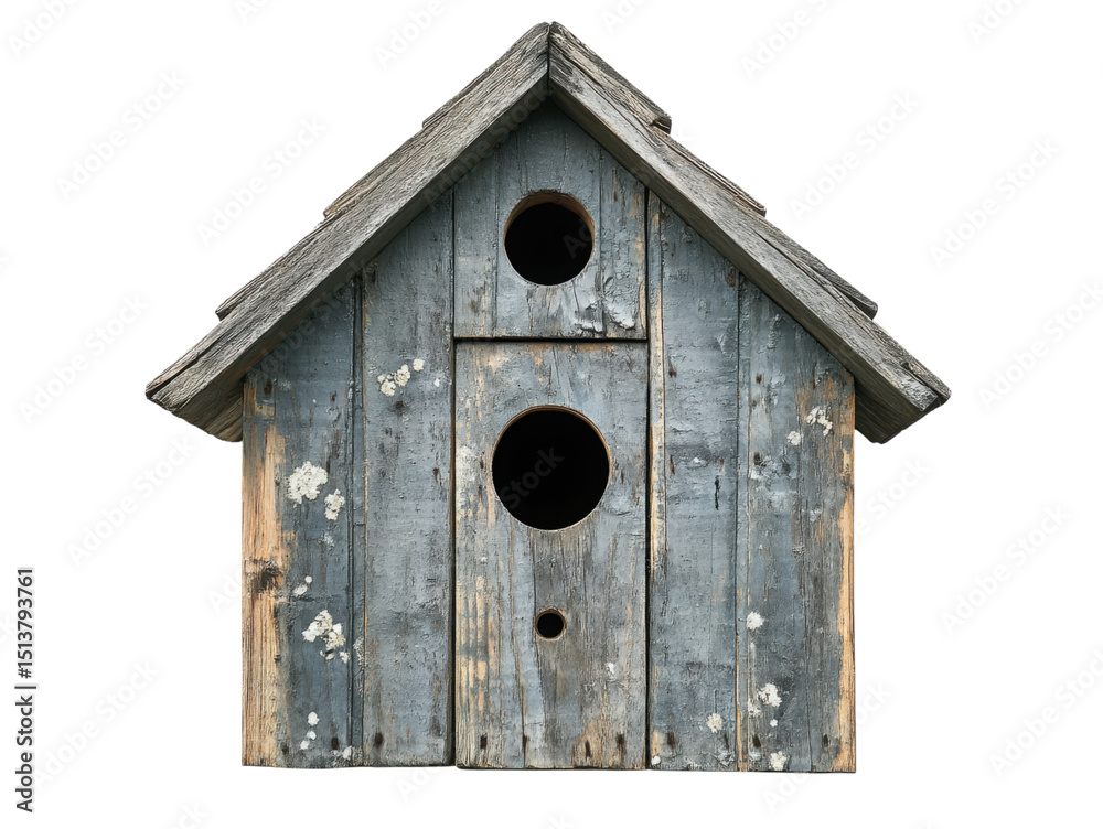 A small wooden birdhouse with a hole in the front A small wooden birdhouse with a hole in the front