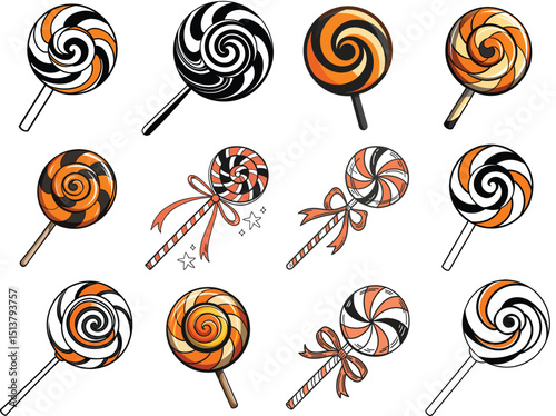 Christmas lollipop with orange vector illustration isolated on white background.