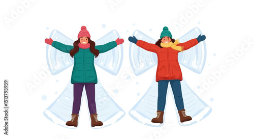Joyful Winter Fun Making Snow Angels, a Festive Holiday Tradition