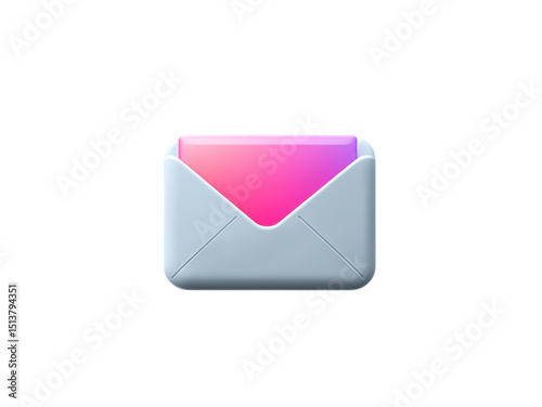 A white envelope with a pink and purple design