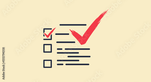 Checklist with checkmark on minimalist background in soft colors  