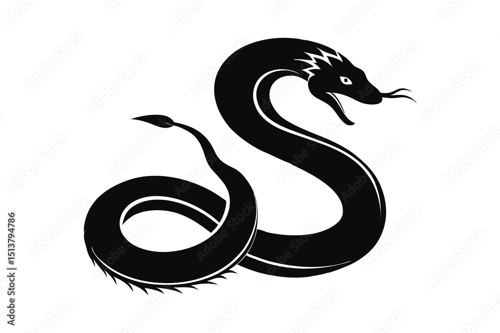 Fototapeta premium Anaconda silhouette vector illustration on white background