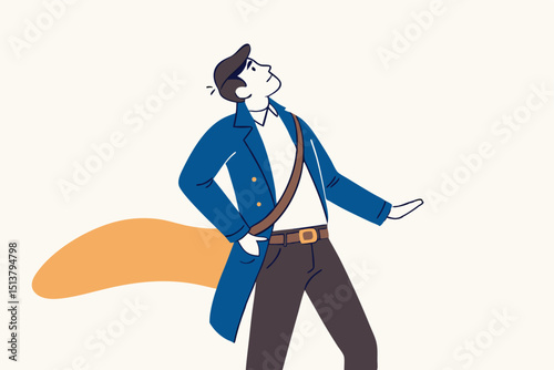 Tighten the belt, reduce spending in economic recession, cut budget to save business to survive or frugality concept, broke or bankruptcy businessman tighten or squeezing his belt.