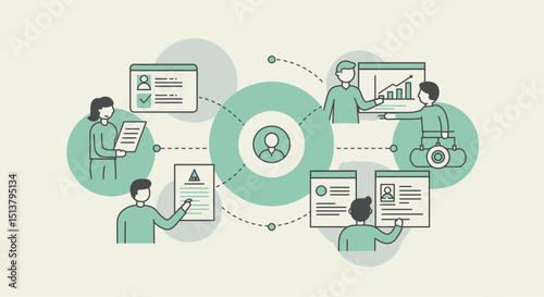 Social network connection concept: business man with a cloud of social media marketing and communication technology icons