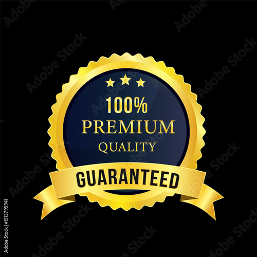 Premium quality product golden label vector illustration

