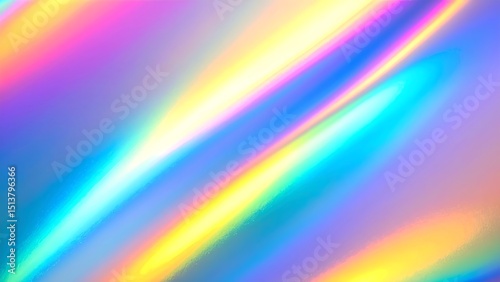Abstract holographic background with rainbow gradient and subtle noise overlay gives chrome finish.