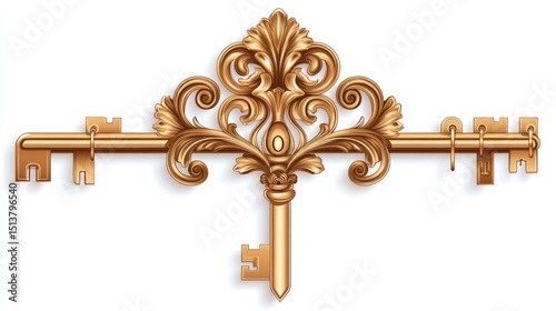 Ornate golden key design